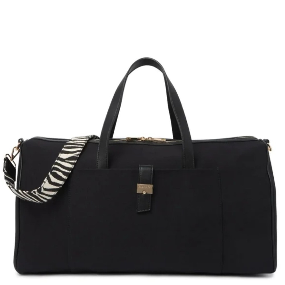 Rachel Zoe Daisey Canvas Weekend Travel Tote Duffle Bag with Zebra Strap